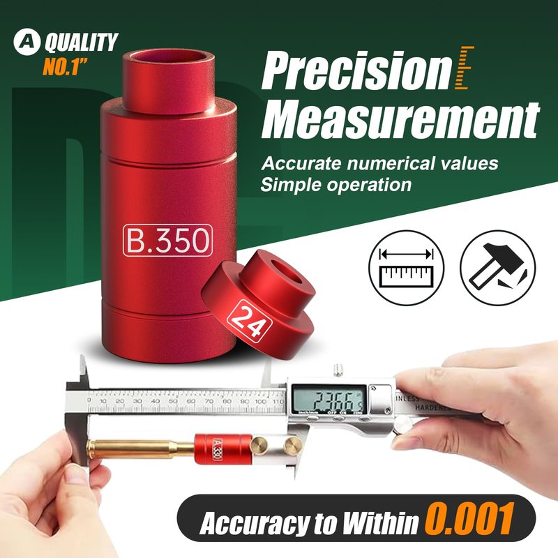 stalye Bullet and Headspace Gauge Comparator Kit – Bullet Comparator Kit with 14 Inserts and 6 Bushings – Reloading Supplies and Equipment – Broad Size Range – Precise Measurement