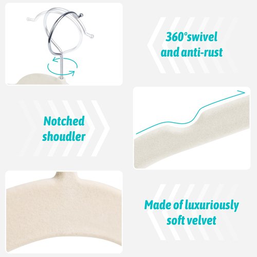 Sishynio Premium Velvet Shirt Hangers 30 Pack, Non-Slip 360° Swivel Hook Slim Flocked Coat Hanger, Space Saving Felt Hanger for for Tank Top, Blouses, Strappy Dresses