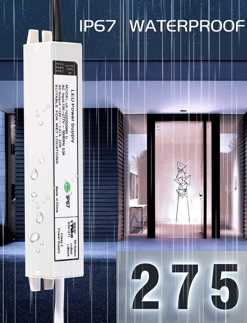 LUXYARD UL Certified LED Driver 12v 20W Waterproof IP67 Small Class 2 LED Power Supply Transformer 100V-277V AC to 12V DC Low Voltage Output for LED Light Outside (20W-12V)