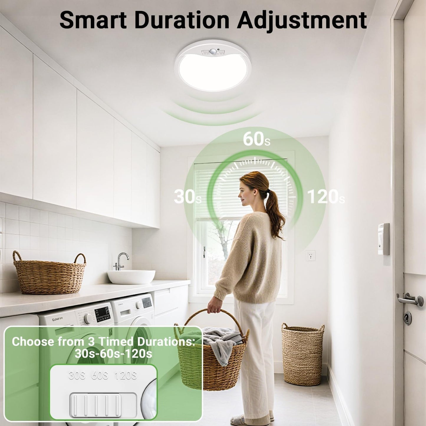 zemty 4 Pack 9 Inch Motion Sensor Ceiling Lights Wired, 18W 1800lm 3CCT/3 Mode/30-120s Timer, Bright White LED Flush Mount Light Fixture Motion Activated for Closet Pantry Hallways Stairwells Garage