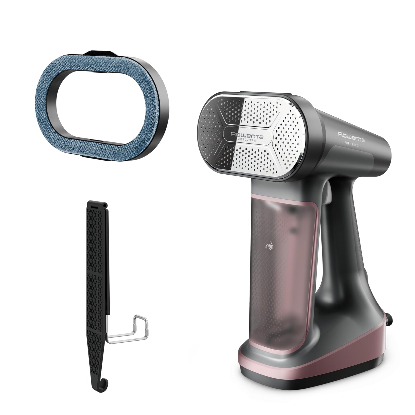 Rowenta Iron Steamer for Clothes, 3in1 Hand Held Steamers, Clothing Steamer, Ironing, Lint Remover, 7.1 Oz Tank, 1875 Watts, Auto-Off, Black & Pink, DR8865
