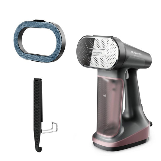 Rowenta Iron Steamer for Clothes, 3in1 Hand Held Steamers, Clothing Steamer, Ironing, Lint Remover, 7.1 Oz Tank, 1875 Watts, Auto-Off, Black & Pink, DR8865
