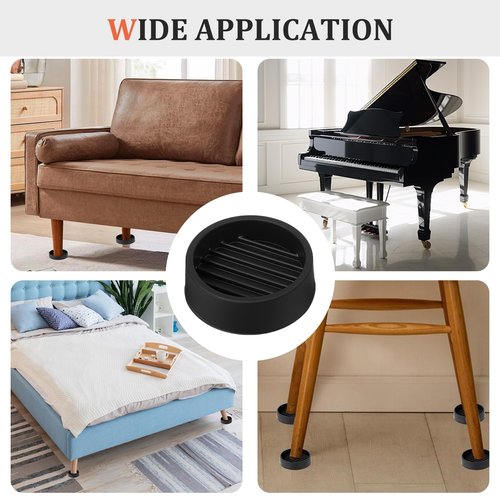1.5x1.5 Round Rubber Furniture Caster Cups Anti-Sliding Furniture Pads Bed Stopper Floor Protector with Grip Non Slip Furniture Gripper Anti Skid Furniture Feet for Couch Stopper Protect Any Flooring