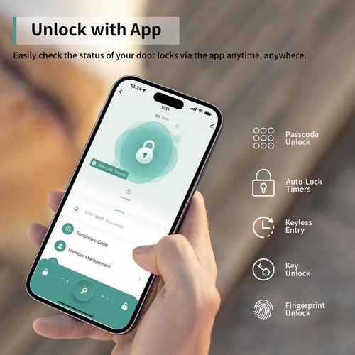 IRONZON Fingerprint Door Lock Smart Door Lock with Keypad Keyless Entry Door Lock with Handle for Home Hotel Office Apartment Bedroom