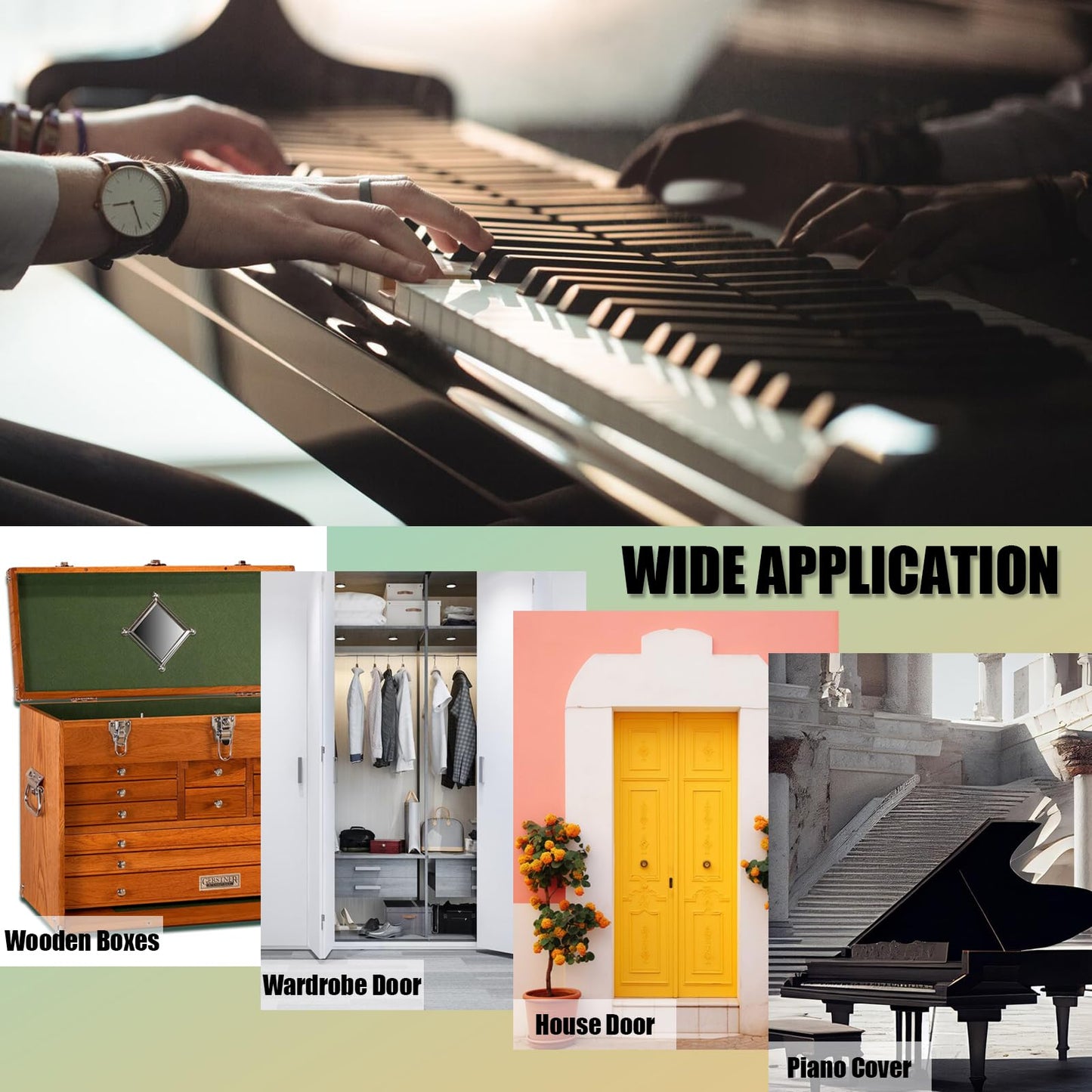 EPHECH 4PCS 12Inch Black Continuous &Piano Hinge, Heavy Duty Stainless Steel 304 Continuous Hinges Piano Boat Hinges, 0.04" Thickness Folding Cabinet Door Butt Hinge