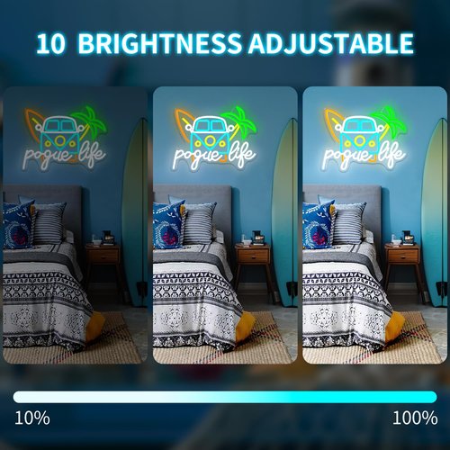 Vveikea Pogue Life Neon Sign Dimmable Out Banks Neon Lights for Bedroom Us Teen Tv Show Led Sign Summer Bus Van Neon Lights Suitable Dorm Office Home Led Wall Decor