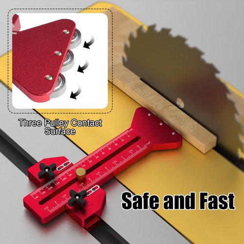 Thin Rip Table Saw Jig Guide for Making Repetitive Narrow Strip Cuts，Thin Rip Jig Fit for 3/8" X 3/4" T Slot and U Shape Slot,1/4" X 3/8" T Slot, Works with Table Saw Band Saw Router Table