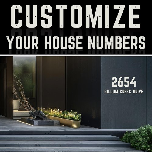 4 Inch White Metal Letters, Modern House Numbers for Outside, White Door Mailbox Numbers, Metal House Address Letter and Number for Office Apartment Outside (1)