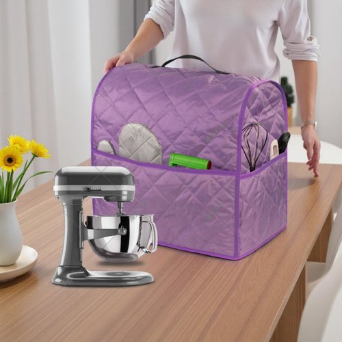 Mixer Grinder Dustproof Cover ，Stand Mixer Grinder Dust-Proof Cover For Various Kitchen Appliance Accessories，Water-Resistant，Easy Cleaning, Multi Pockets(Fit For Bowl Lift 5-8 Quart) (purple)