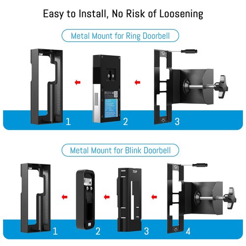 Anti Theft Ring Doorbell Mount - Renter Friendly Ring Doorbell Holder for Apartment Door - All Metal Ring Door Bracket Blink Doorbell Mount No Drill