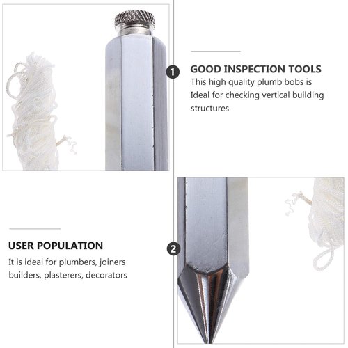 Plumb Bob with String, Steel Hexagonal Plumb Bob for Indoors or Outdoors. Carpenters, Construction Teams, Architects, And DIY Enthusiasts