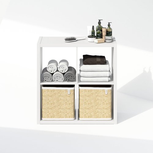 Furinno Cubic Open Back Multipurpose Clothing & Closet Storage Organizer Shelf, 4-Cube, White