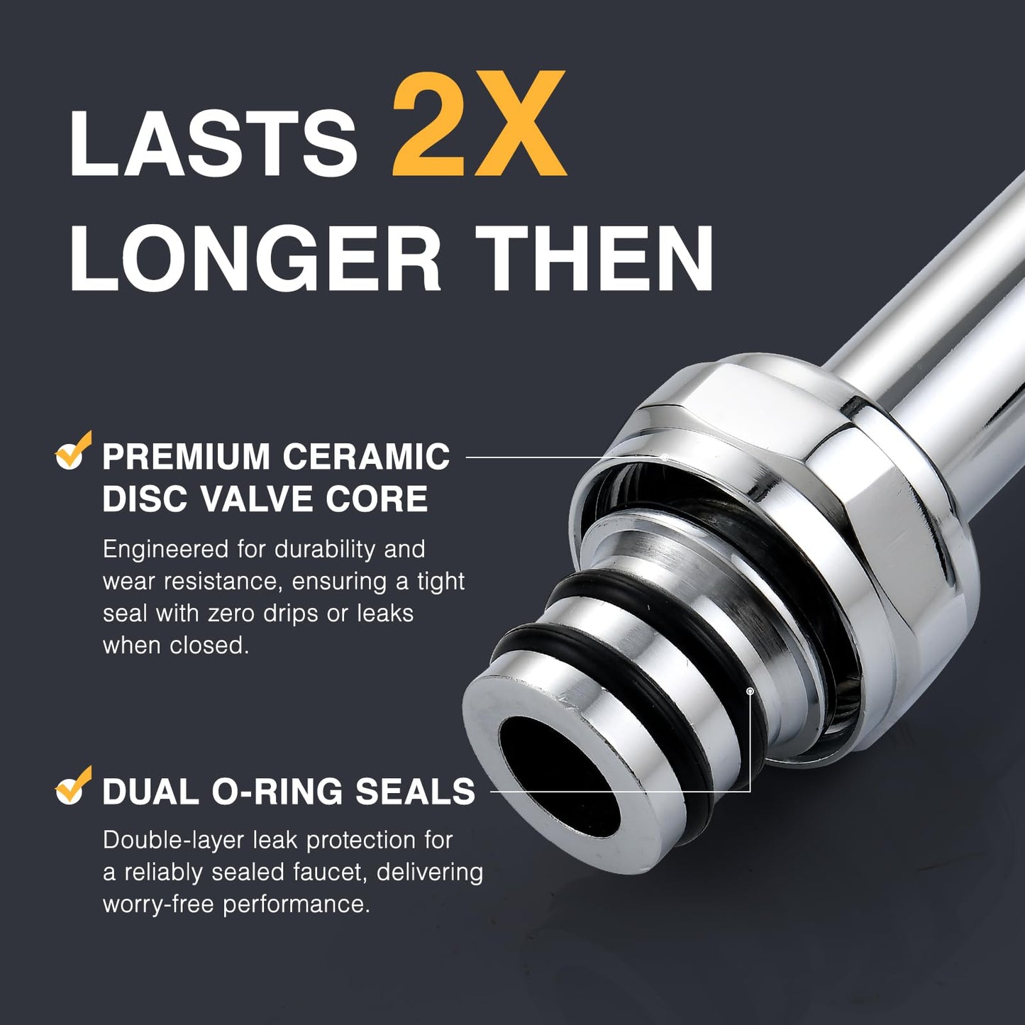 CENOSA Commercial Sink Faucet Wall Mount with Pre-Rinse Sprayer – 8 Inch Center Wall Mount Sink Faucet, 25" Height, 12" Swing Spout, Pull Down Sprayer for Industrial & Restaurant Sinks