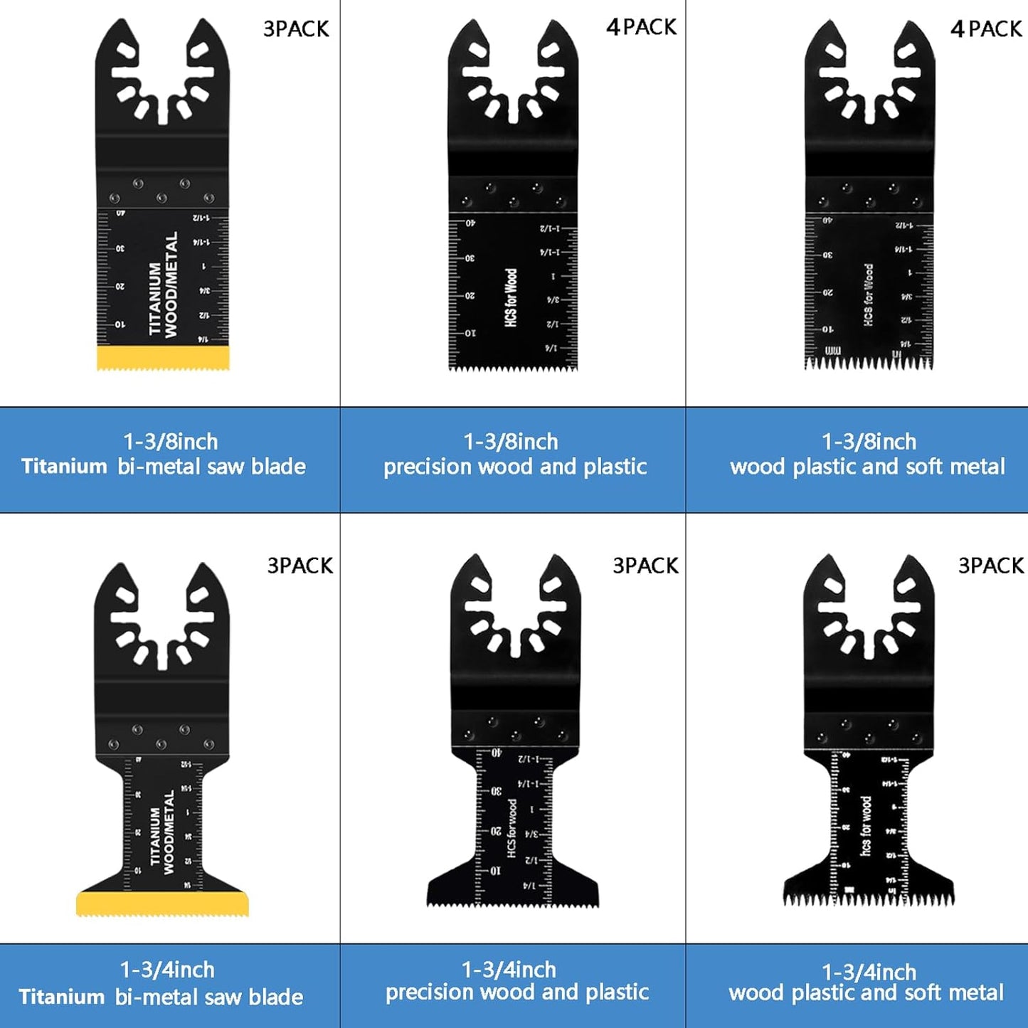 55 PCS Oscillating Saw Blades Quick Release Universal oscillating Tool Blades Wood Plastics and Metal Multitool Blade Kits for Wood fit Dewalt Rockwell Milwaukee Makita Ryobi
