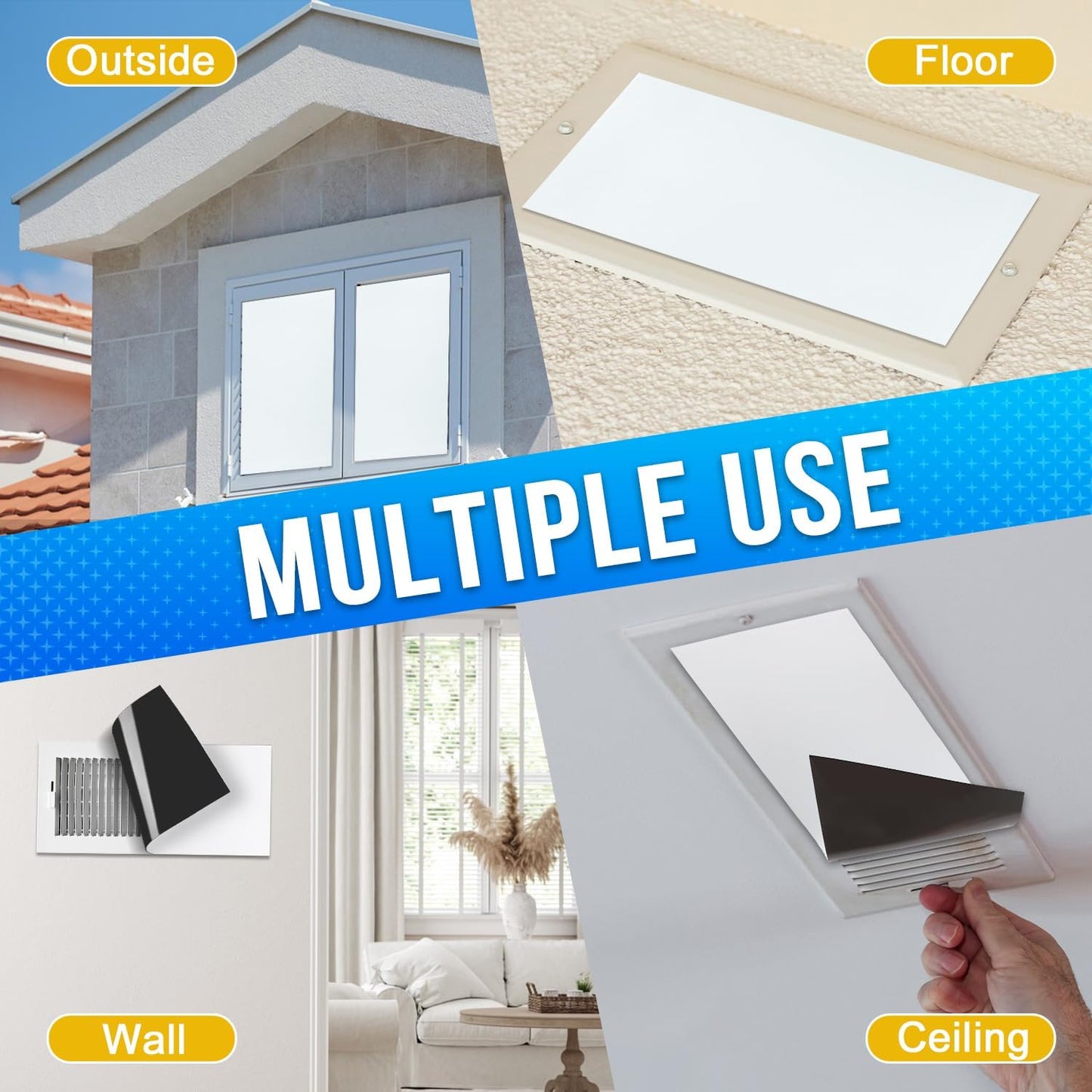 E BAVITE 6 Pack Magnetic Vent Covers, Strong Vent Covers 5.5x12inch Magnetic Vent Covers Flexible Magnets in Sheet Form for Iron Floor HVAC and AC Vents