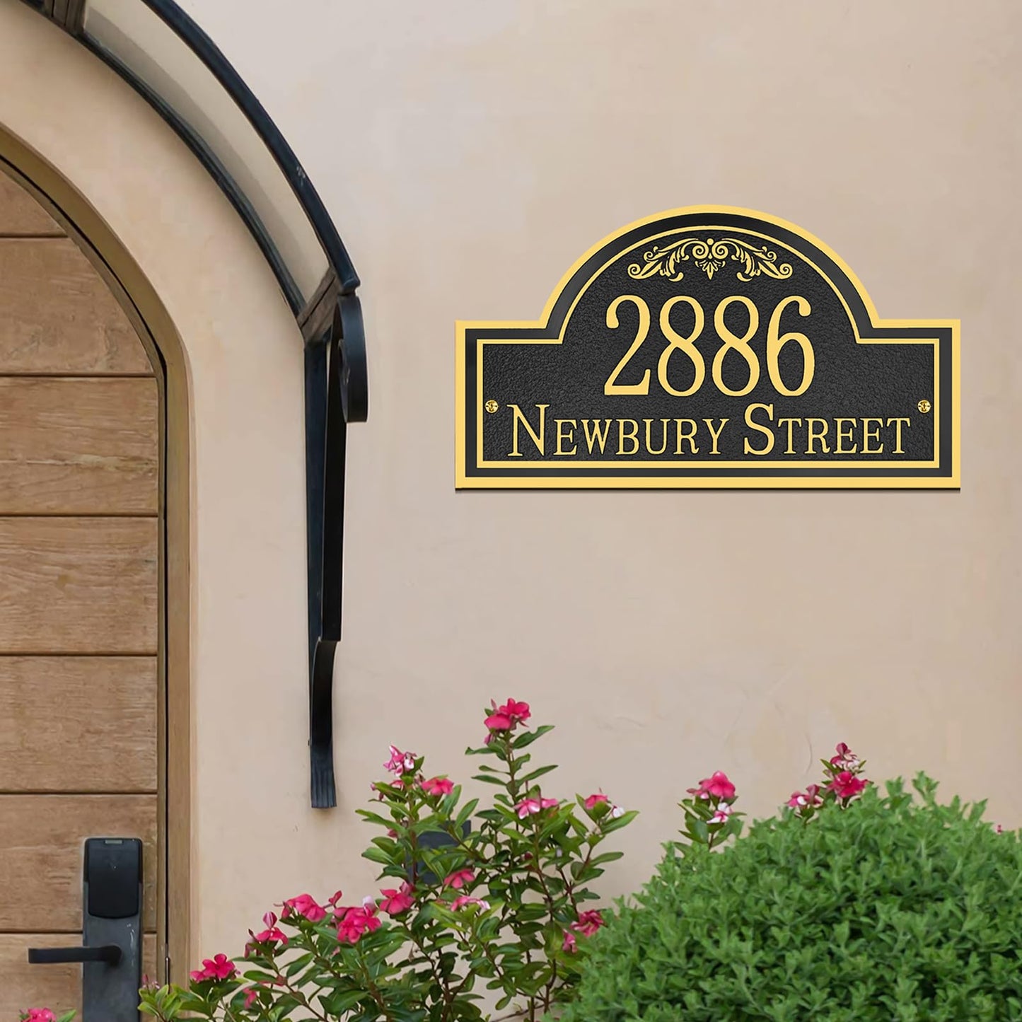 Ayowittu Engraved Large Address Plaque - Persoanlized House Number Sign House Sign,House Numbers for Outside House,Driveway,Yard,Garden,Fence,Apartment,Garage,Business 15"" x 8.6'', Night Owl