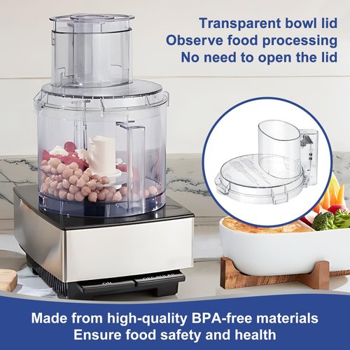 4 Locking Tabs DFP-14NWBCT1 Replacement Clear Food Processor Work Bowl Cover, Compatible with Cuisinart Tritan food Processor Only fits Bowl DLC-005AGTXT1,Fits Model DFP-14, DFP-14BCN, DFP-14BCHN