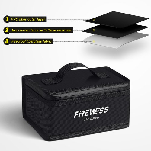 2pack Lipo Battery Safe Bag, Fireproof Explosionproof Safe Pouch, Large Capacity Battery Guard for Charge and Storage