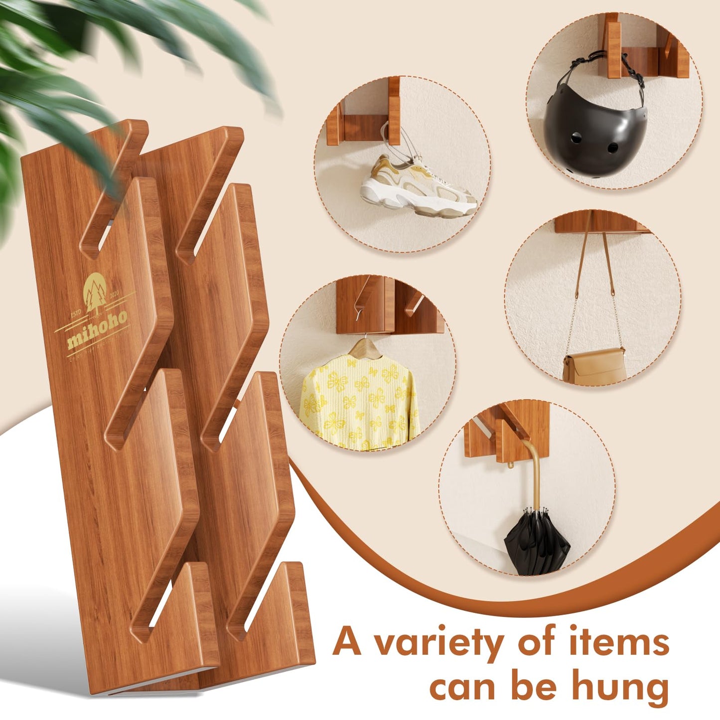 Mihoho Free Standing Skateboard Racks Floor Stand 3-Layer Wooden Skateboard Holder, Snowboard Storage Display Rack, Longboard Kids Skateboard Deck (Walnut)