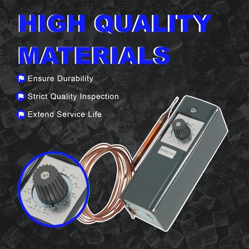 Long Term W1609-101 Refrigeratior Thermostat Temperature Controller from -30 Degrees F to 90 Degrees F (-34 Degrees C to 32 Degrees C), Capillary Length 5'