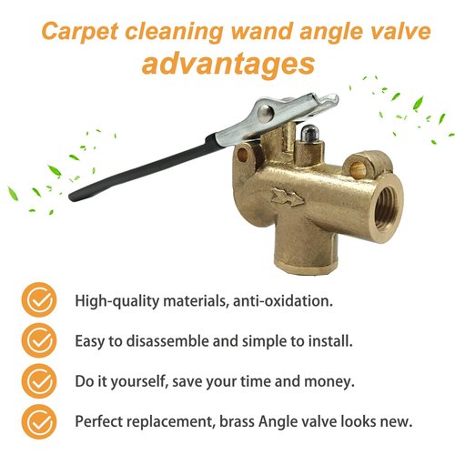 1/4" Carpet Cleaning Wand Angle Valve，Brass Angled Flow Control Valve for Carpet Extractor Upholstery Wand, Angle Valve Handle for Carpet Cleaner