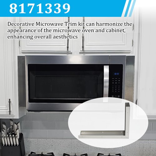 8171339 Microwave Filler Kit 15.75 L x 10.9 W x 3 H Gap Cover for Over-the-Range Ovens Anti-Rust & Durable Replaces Whirlpool GE LG Microwave Trim Kit
