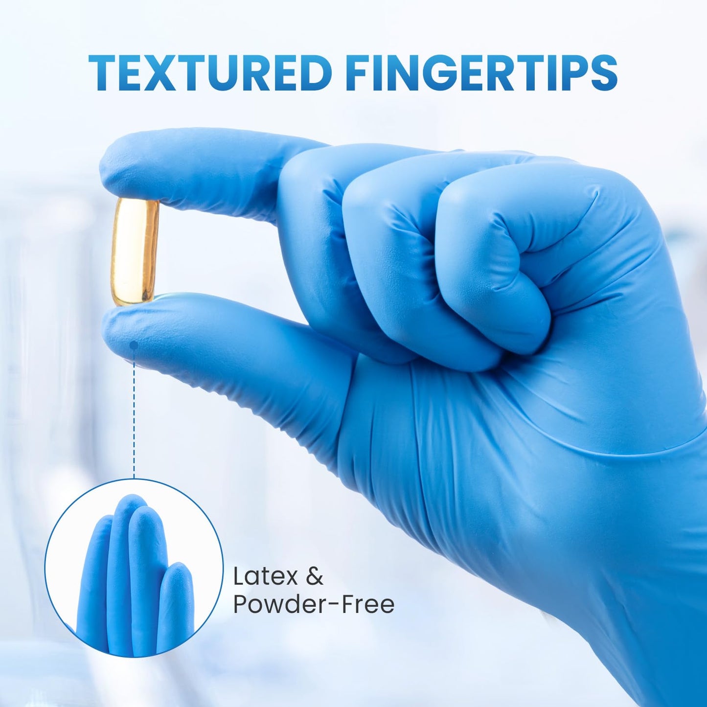 Borje Nitrile Exam Gloves Medium, 100 Count Disposable Gloves, Blue, Latex-Free Powder-Free, Food Safe, Cooking, Cleaning