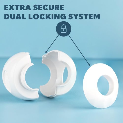 Todays Kids Baby Proofing Door Knob Covers 4 Pack - Easy to Install Child Safety Locks for Doors, Durable & Reusable Child Proof Door Lock, Dual-Lock & Versatile Design, Fits Round Doorknobs, White