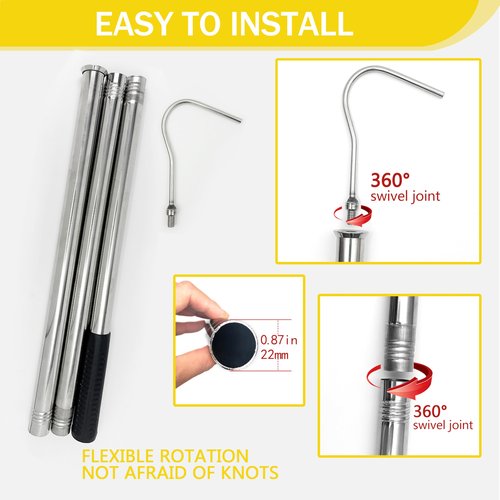 Alaisee Attic Pull Down Hook System Kit, Heavy Duty Ladder Door Stairs Puller Rod Pole Replacement for Ropes Cord String