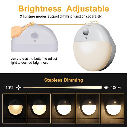 YUNLEX 4 Pack Stair Lights Indoor, Stick on Lights, Motion Sensor Night Light, Dimmable, Portable Battery Night Light for Closet, Cabinet, Bathroom, Bedroom, Kids, Warm White