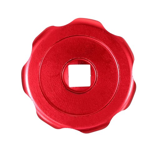 PATIKIL Round Wheel Handle, Faucet Handles Refrigerant Manifold Gauges Knob Square Broach Handwheel Replacement, Aluminum Alloy Red