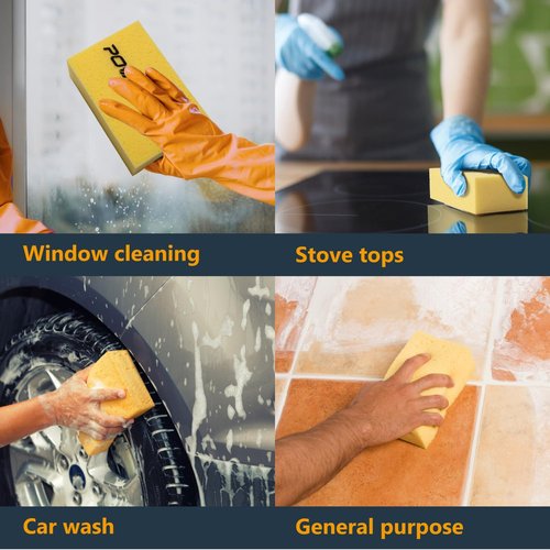 POWERTEC Large Square Grout Sponge – Professional Tile Grout Removal Cleaning Sponge – Heavy-Duty Absorbent Sponges, Multi-Purpose Cleaning Tool for Floors, Kitchen, and Bathroom – 4PK (72106)