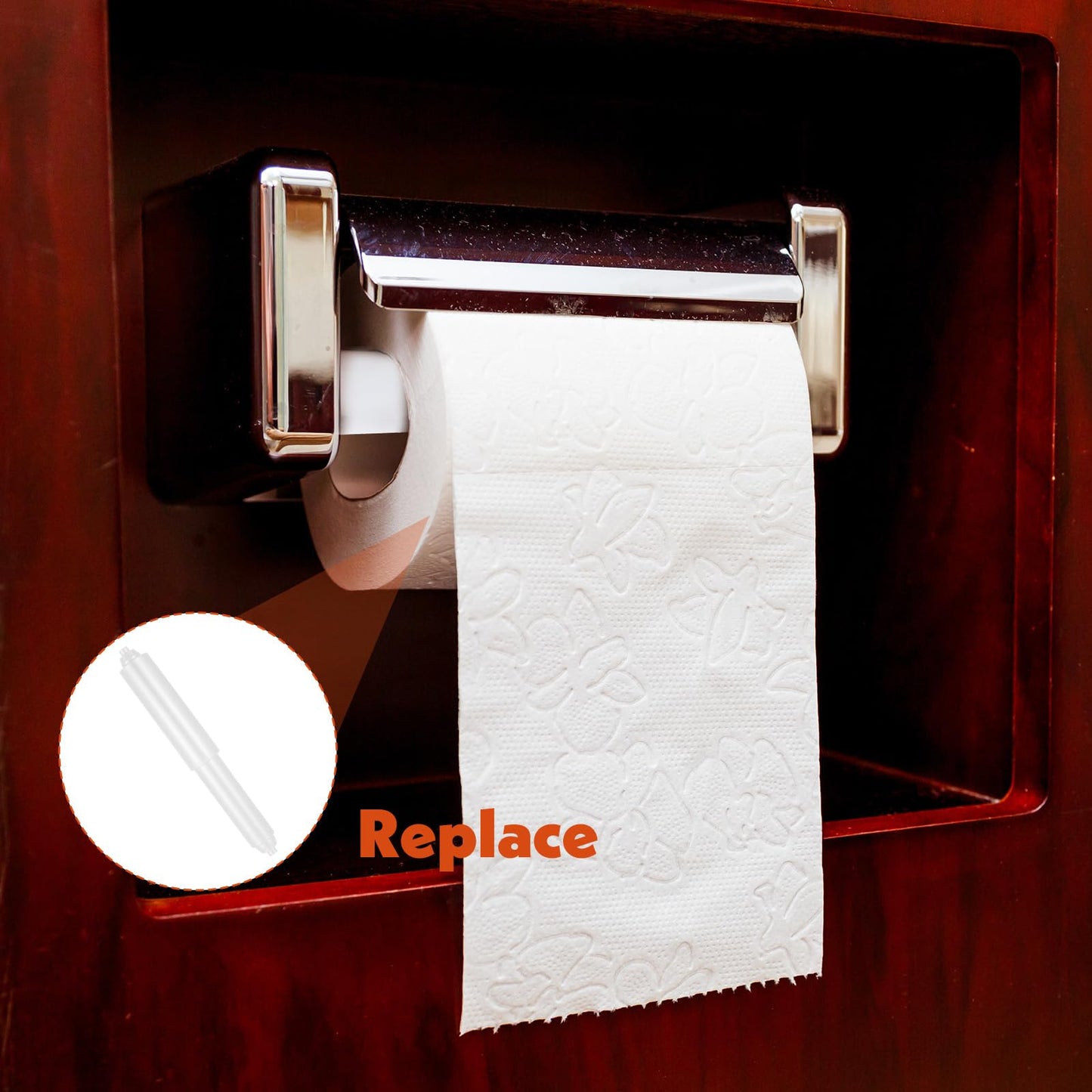 2Pcs Replacement Toilet Paper Holder Roller, Adjustable Toilet Papers Roll Holder, Universal Toilets Paper Spring Rod, Plastic Tissue Spindle for Toilets Bathrooms(White)