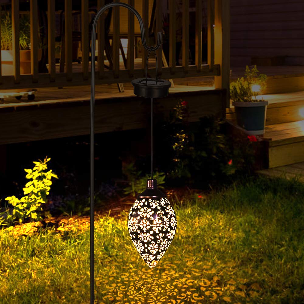 (2 Pack) Hanging Solar Lights, Tomshine Solar Lantern LED Moroccan Garden Decor, Metal Solar Lanterns Outdoor Waterproof for Outside, Patio, Porch, Pathway Hanging Decor
