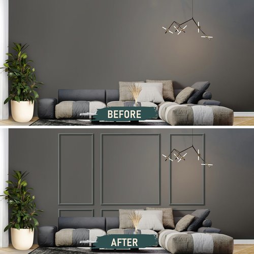 Melkus Wall Molding 3 Set Premade Wainscoting Panels for Interior Wall Décor Installed with Construction Glue Wainscoting Accent Panel Style 3