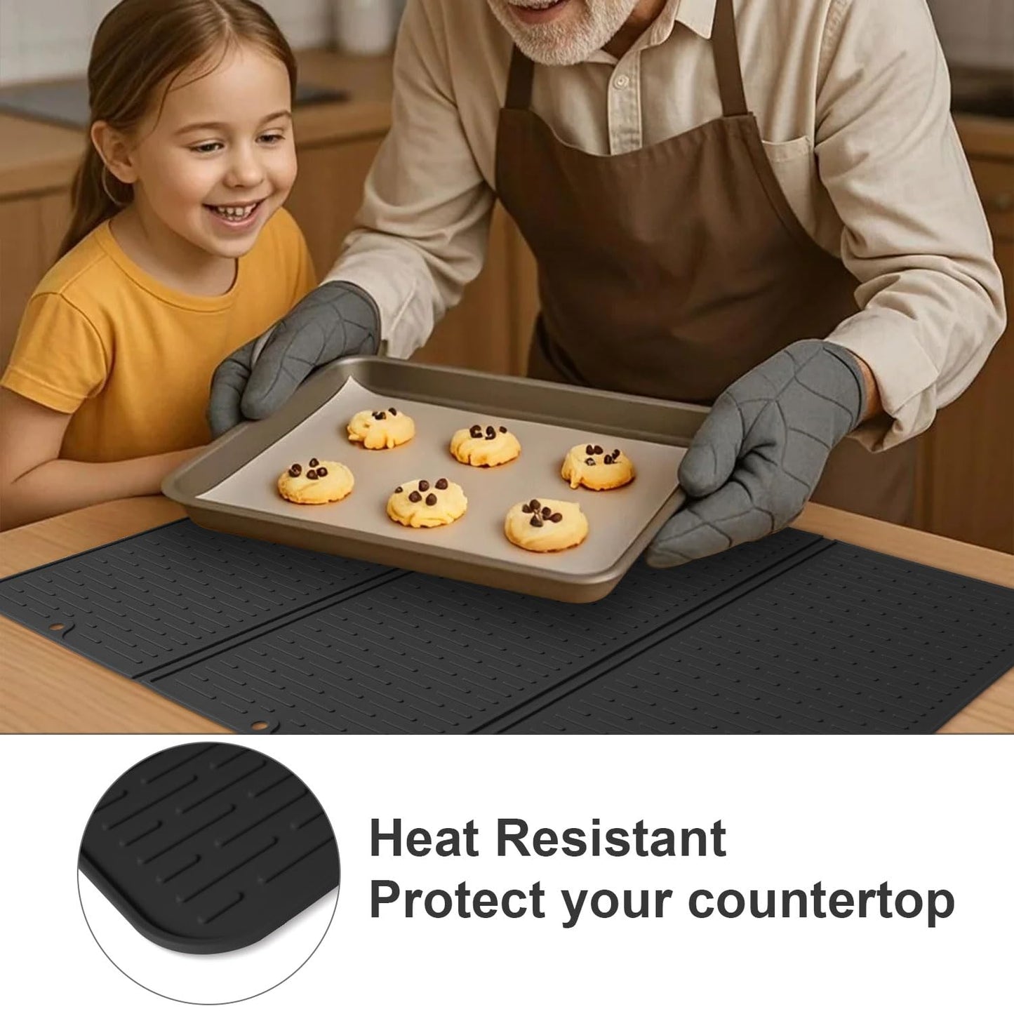 Stove Top Cover for Electric Stove - Foldable Glass Top Stove Cover Protector,Ceramic Flat Top Stove Cover, Induction Cooktop Protector, Oven Cover, 28" x 20" Dish Drying Mat (Black)