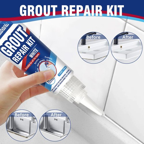 Mallbaola Tile Grout Repair Kit, 2 Pack Tile Grout Paint, Grout Sealer for Bathroom Kitchen Floor Tile, Fast Drying Grout Pen, White Filler Restore & Renew Tile Joints Line and Gaps