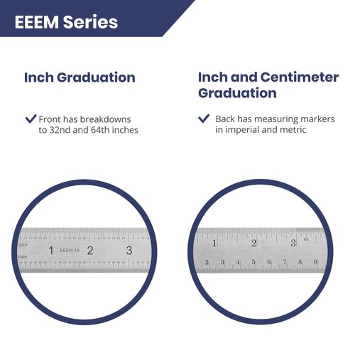 Pacific Arc Stainless Steel Ruler Inch and Metric, with 32nd and 64th Graduations, 24 Inches