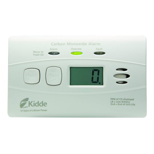Kidde Carbon Monoxide Detector with 10-Year Battery, Digital Display, 3 LEDs, Replacement Indicator, Peak Level Memory
