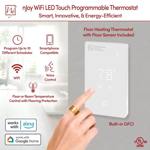 WarmlyYours 56 sqft Electric Radiant Floor Heating System - Heated Floor System Kit with 180 ft. Floor Warmer Cable 120V, UWG5 WiFi Thermostat, Uncoupling Membrane, Sensors, Install Tester