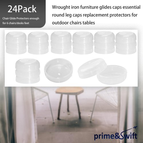 24 Pack of 1-1/2" Wrought Iron Patio Furniture Feet Glides Cups by prime&swift Furniture Legs and Tables Easy to Install