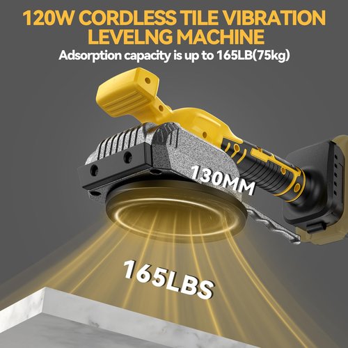 Tile Vibration Tool for Dewalt 20V Battery, Cordless Tile Vibration Leveling Machine, Tile Suction Cup Tool with Bubble Level Gauge, 5 Speed, Lock Design, for Floor Wall (Battery Not Included)