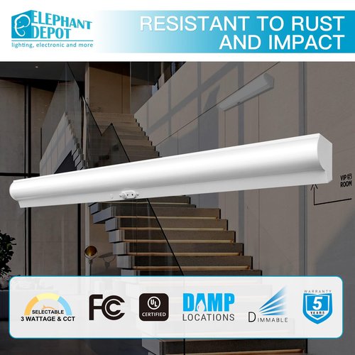 ELEPHANT DEPOT 4FT LED Stairwell Light Fixture with Motion Sensor, 35/45/55W,4200/5400/6600lm, 48 inch Led Light Fixture, 3500K-5000K Commercial Wall Mount Stairwell Lighting, 120-277V, UL,DLC