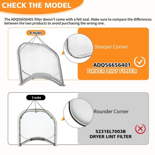 ADQ56656401 Dryer Lint Filter Replacement for LG & Kenmore, Durable Dryer Lint Trap Replacement with Lint brush vent cleaner, Lint Screen Replacement Compatible with Part ADQ566564 AP4457244 PS3531962