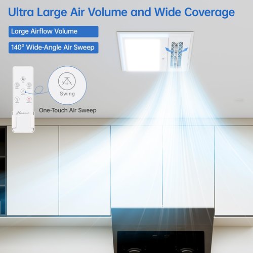 Hawkrown Ceiling Fans with Light and Remote Control, High Air Volume Cooling Fan with LED Temperature Display and Timer, Summer 1.0 Sone Quiet AC Vent for Bath, Attic, Kitchen