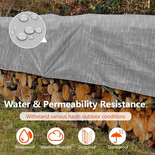 24x50Ft Tarps 18 MIL Heavy Duty Thick Waterproof Poly Tarp, UV Resistant&Tear Multipurpose Protective Cover w/Grommets and Reinforced Edges for Camping, Tent, Boat, RV, Car Silver&Black