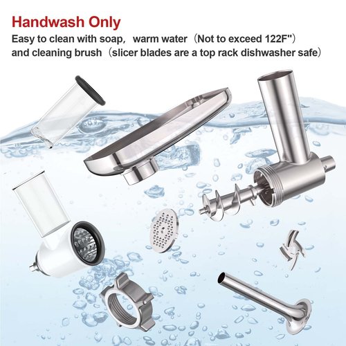 Meat Grinder & Slicer Shredder Attachments for KitchenAid Stand Mixer, Meat Grinder with Sausage Stuffer Tubesand and Slicer Shredder Set, 2 Pcs Attachment Set for KitchenAid Mixers By Cofun