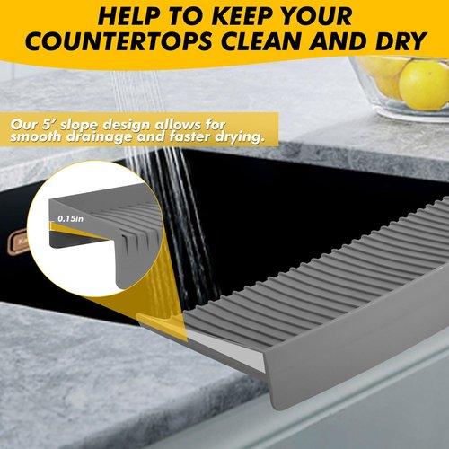 Silicone Kitchen Sink Edge Protector,sink edge guard for Kitchen Sink Accessories Gadgets Kitchen Sink Stainless Steel Splash Guard For Bathtub Sink kitchen sink protector(4"X20")