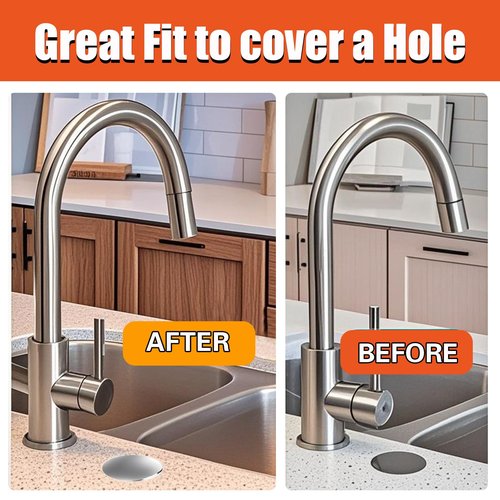 Kitchen Sink Hole Cover 2 Inch Stainless Steel Faucet Hole Cover Faucet Hole Cover for Kitchen Sink Tap Hole Plate Stopper Cover Metal Plug Silver Faucet Plug Covers