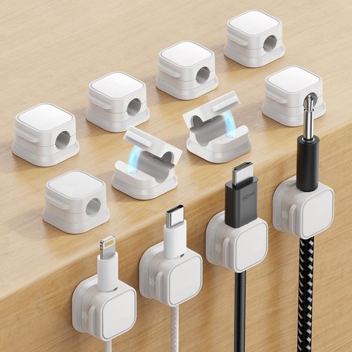 Magnetic Cable Clips, ZHANGDWA 12 Pack Cord Holder for Nightstand, Under Desk Cable Management, Adhesive Wire Holder Keeper Organizer for Desktop, Nightstand, Wall, Home Office, Phone, Car